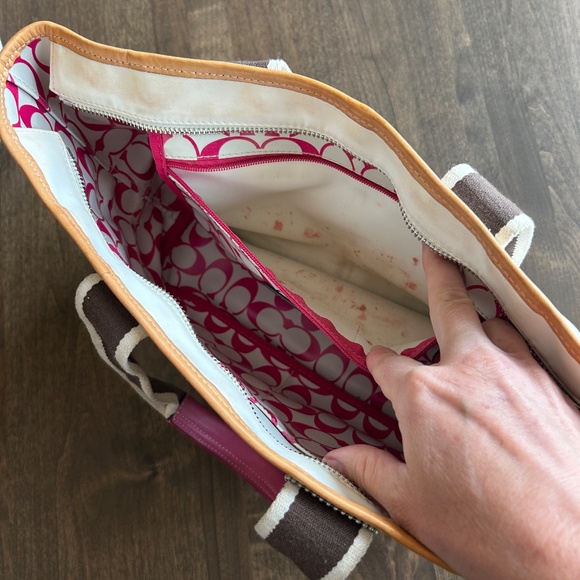 Vintage Coach Hamptons Weekend Tote in White and Pink - Picture 6 of 6